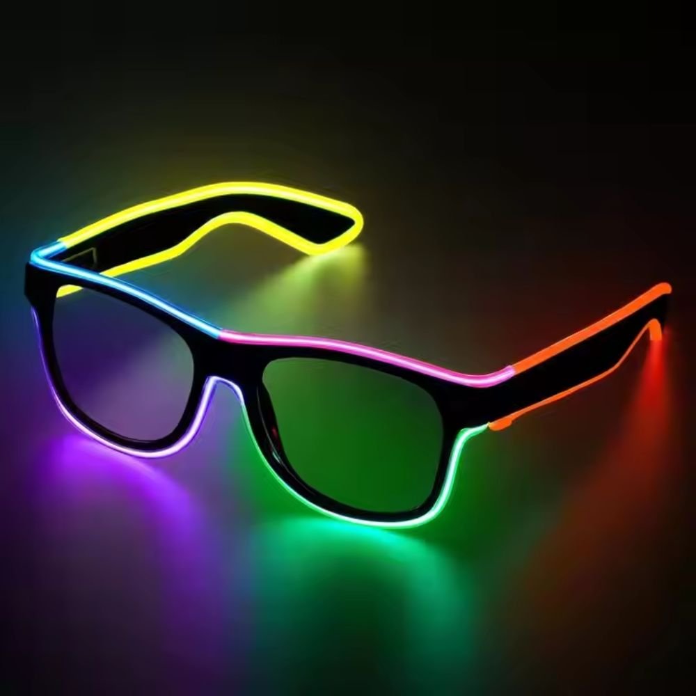 Glow in the Dark Multi-Color LED EL Wire Light-Up Glasses